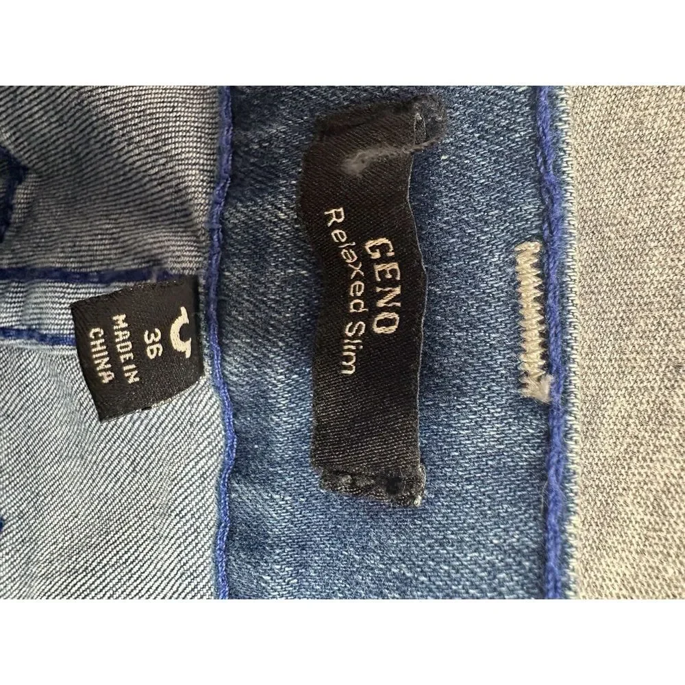 True Religion Mens‎ size 36x32 Geno SN Flap Slim Relaxed jeans Blue Denim Pants